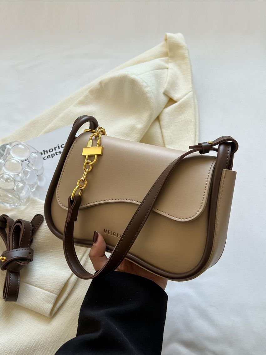 Contrast Binding Flap Saddle Bag