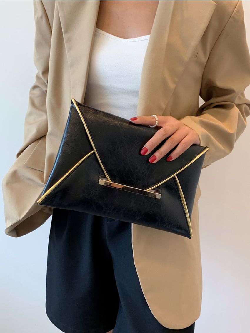 Contrast Binding Flap Envelope Bag
