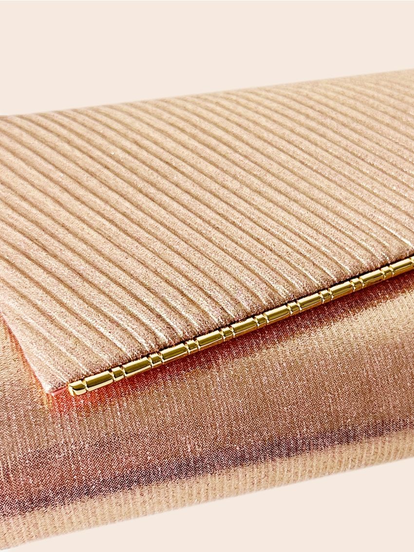 Ruched Panel Flap Chain Glitter Envelope Bag