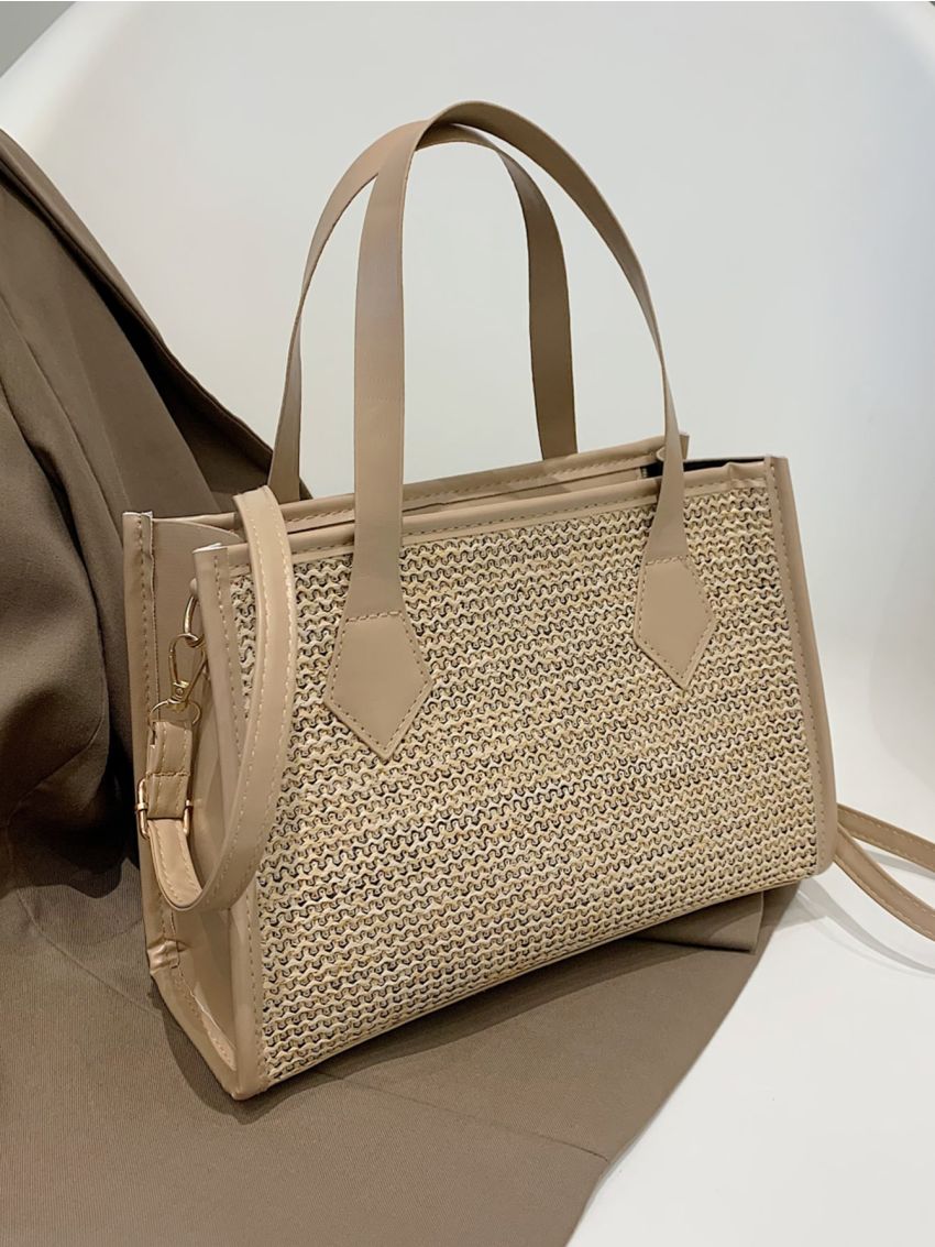 Double Handle Straw Bag