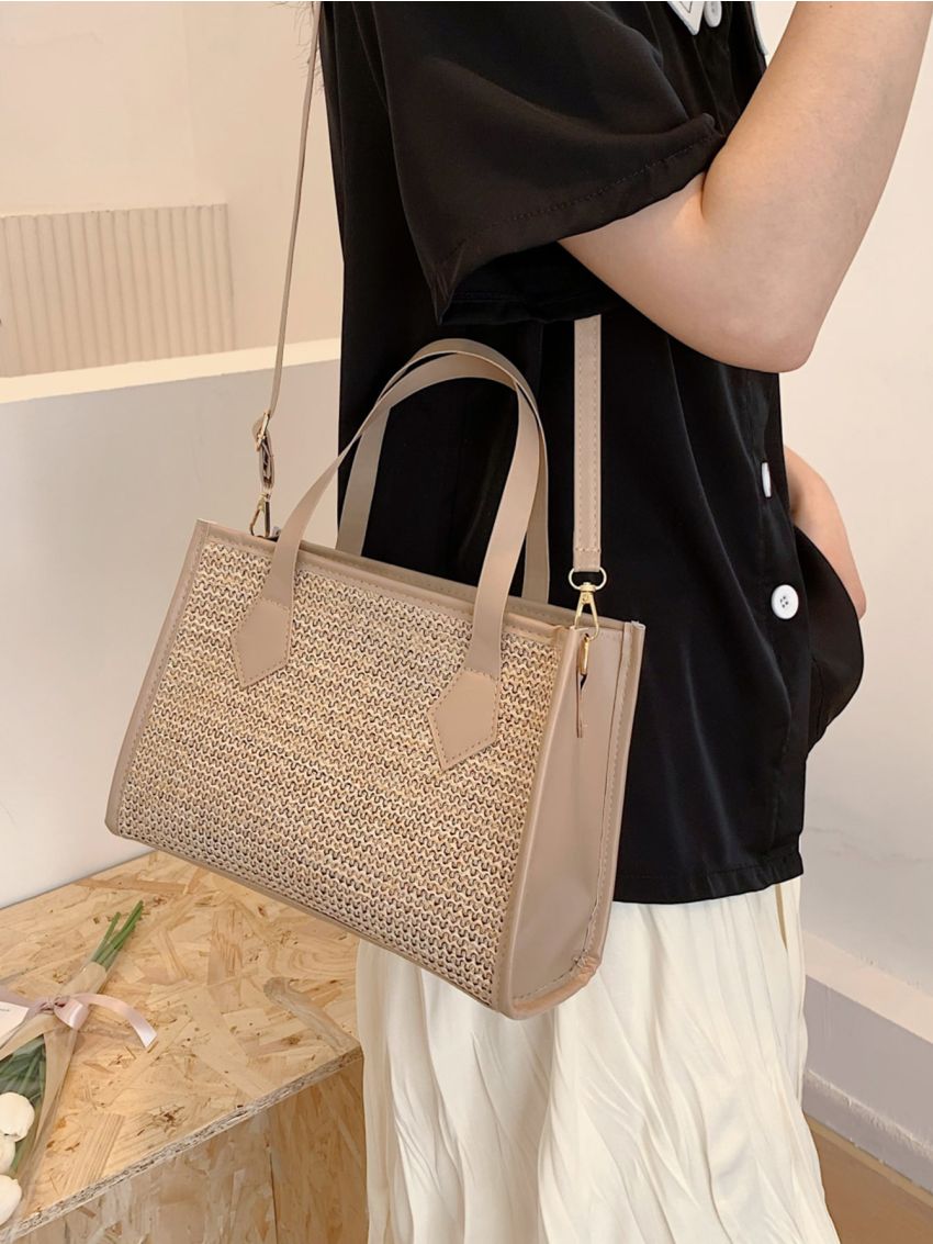 Double Handle Straw Bag