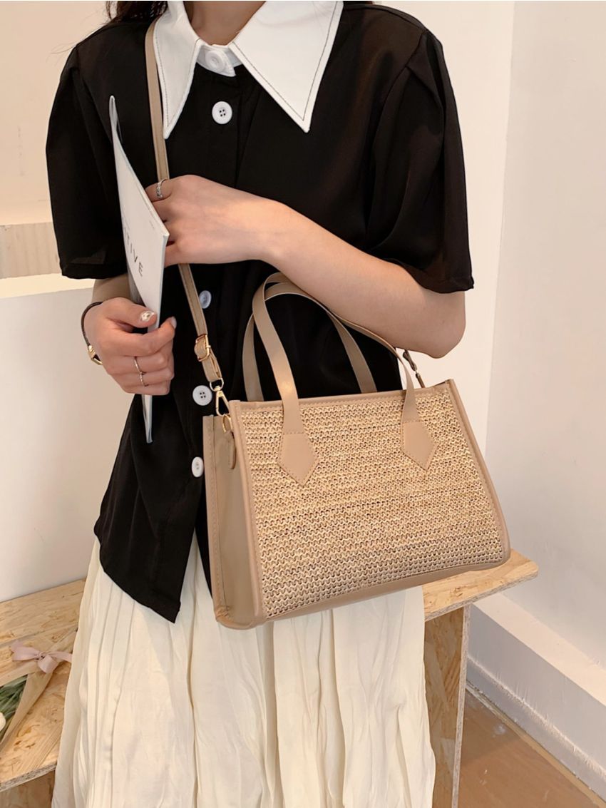 Double Handle Straw Bag