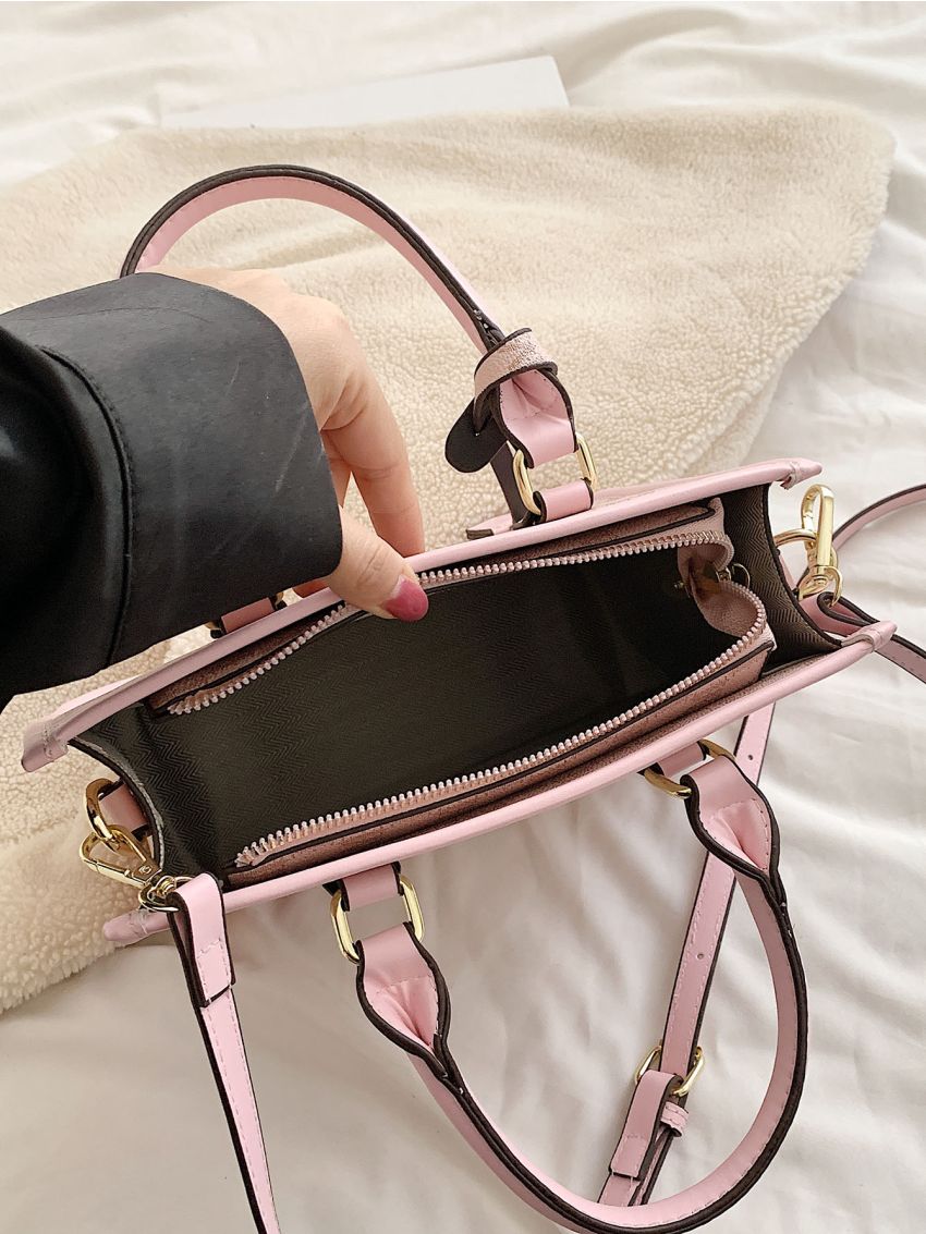 Letter Graphic Satchel Bag