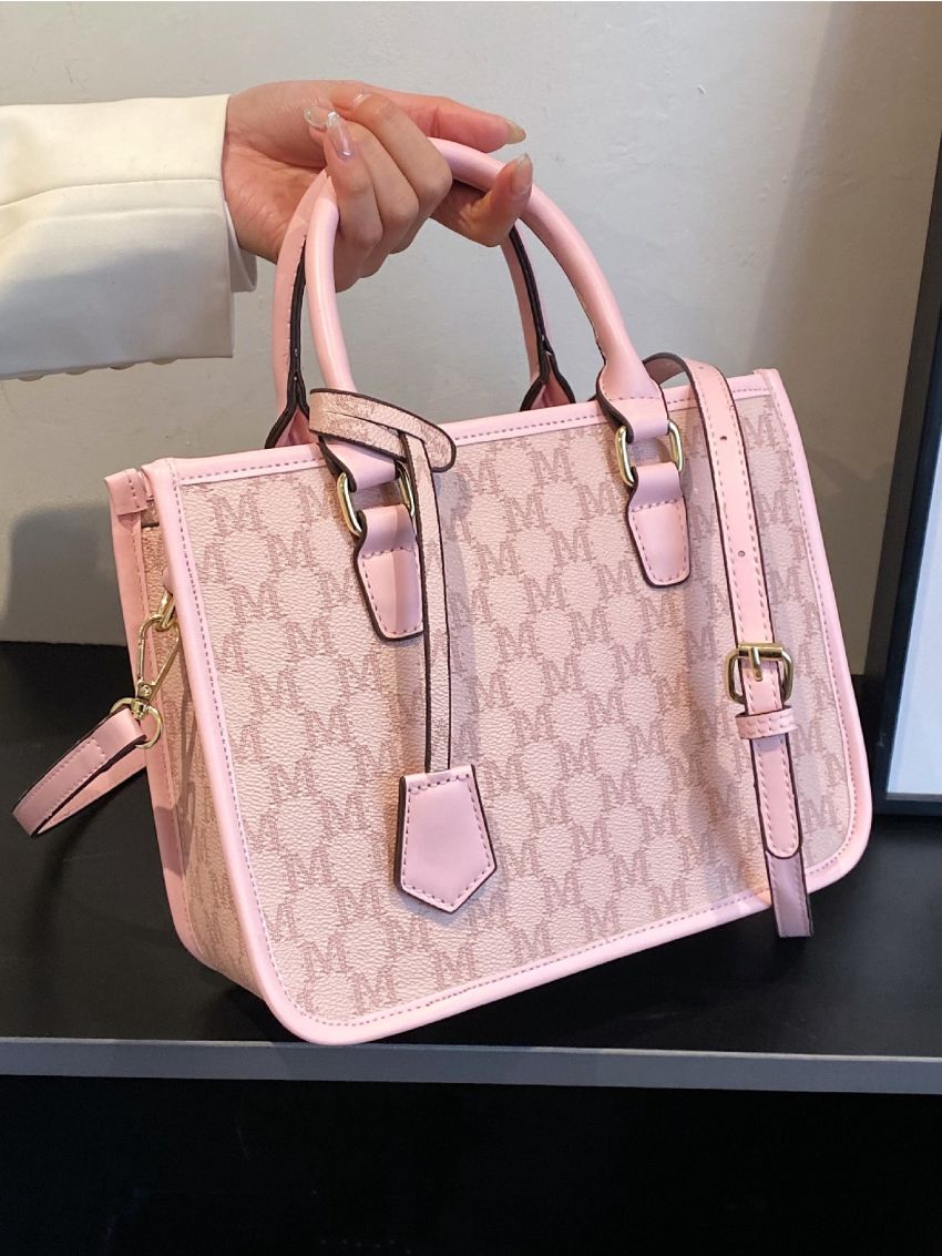 Letter Graphic Satchel Bag