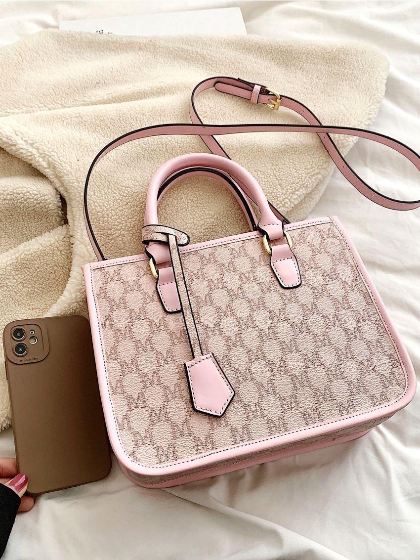 Letter Graphic Satchel Bag