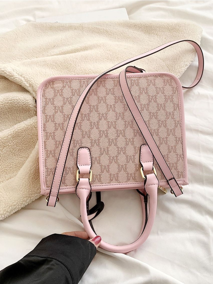 Letter Graphic Satchel Bag