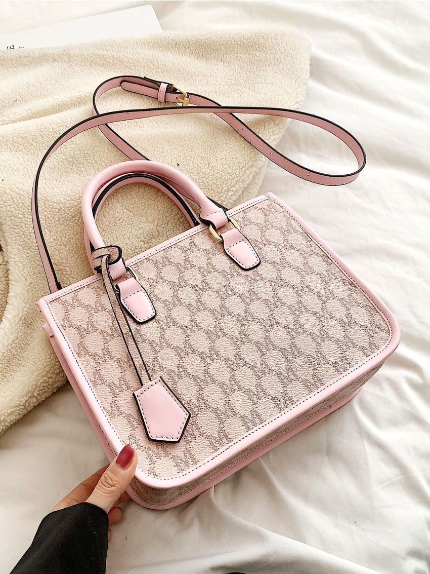 Letter Graphic Satchel Bag