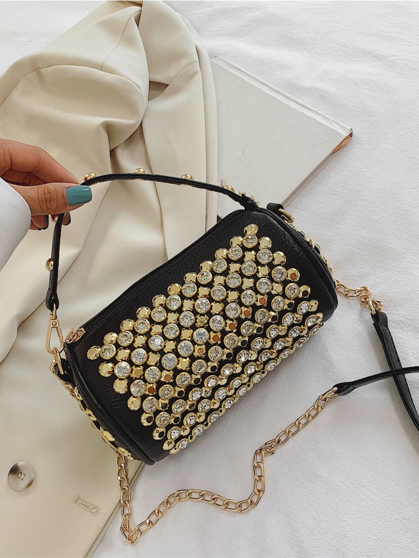 Mini Rhinestone Decor Satchel Bag