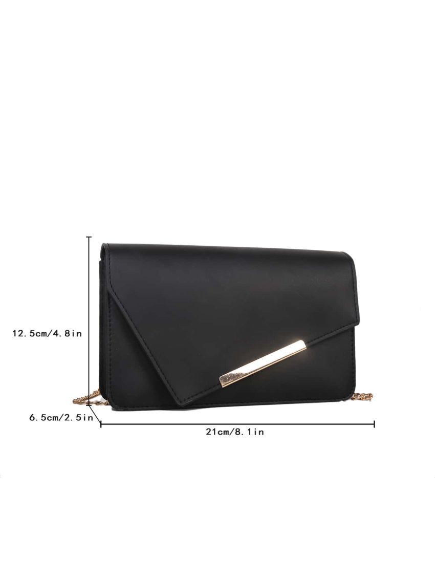Metal Decor Chain Flap Square Bag