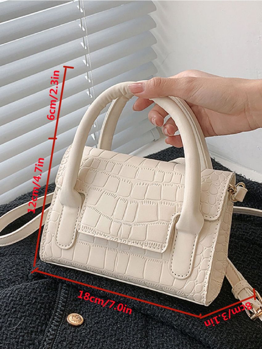 Mini Crocodile Embossed Flap Satchel Bag