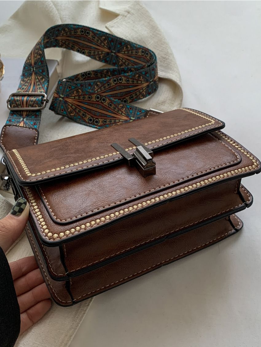 Mini Stitch Detail Flap Square Bag