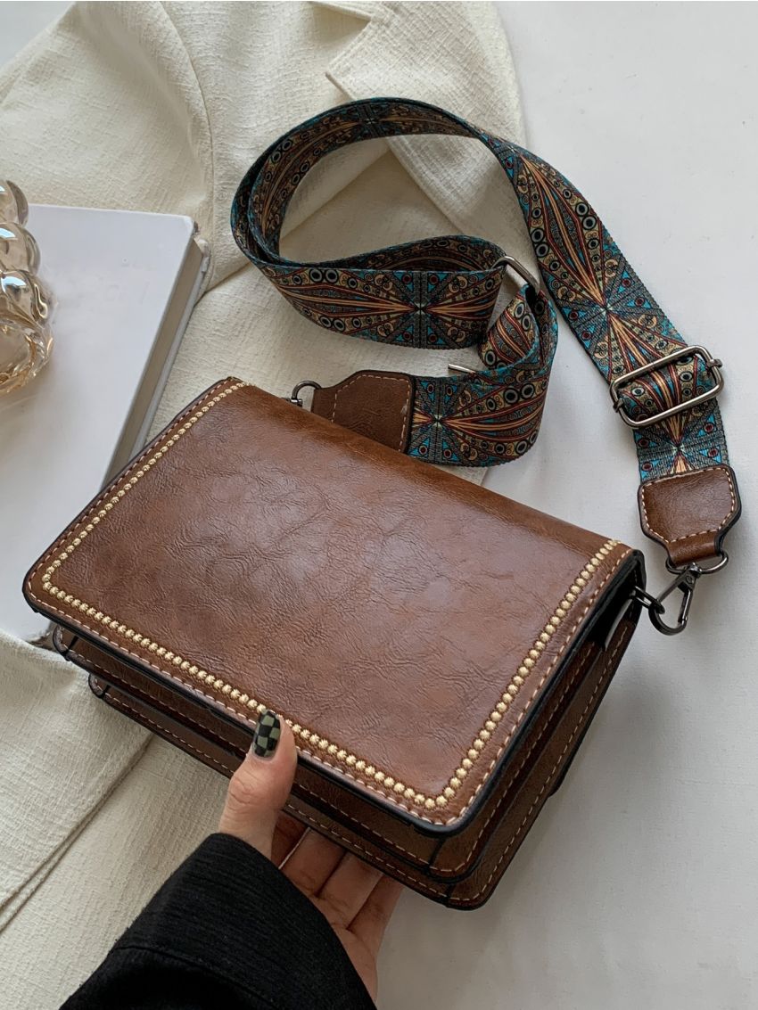 Mini Stitch Detail Flap Square Bag