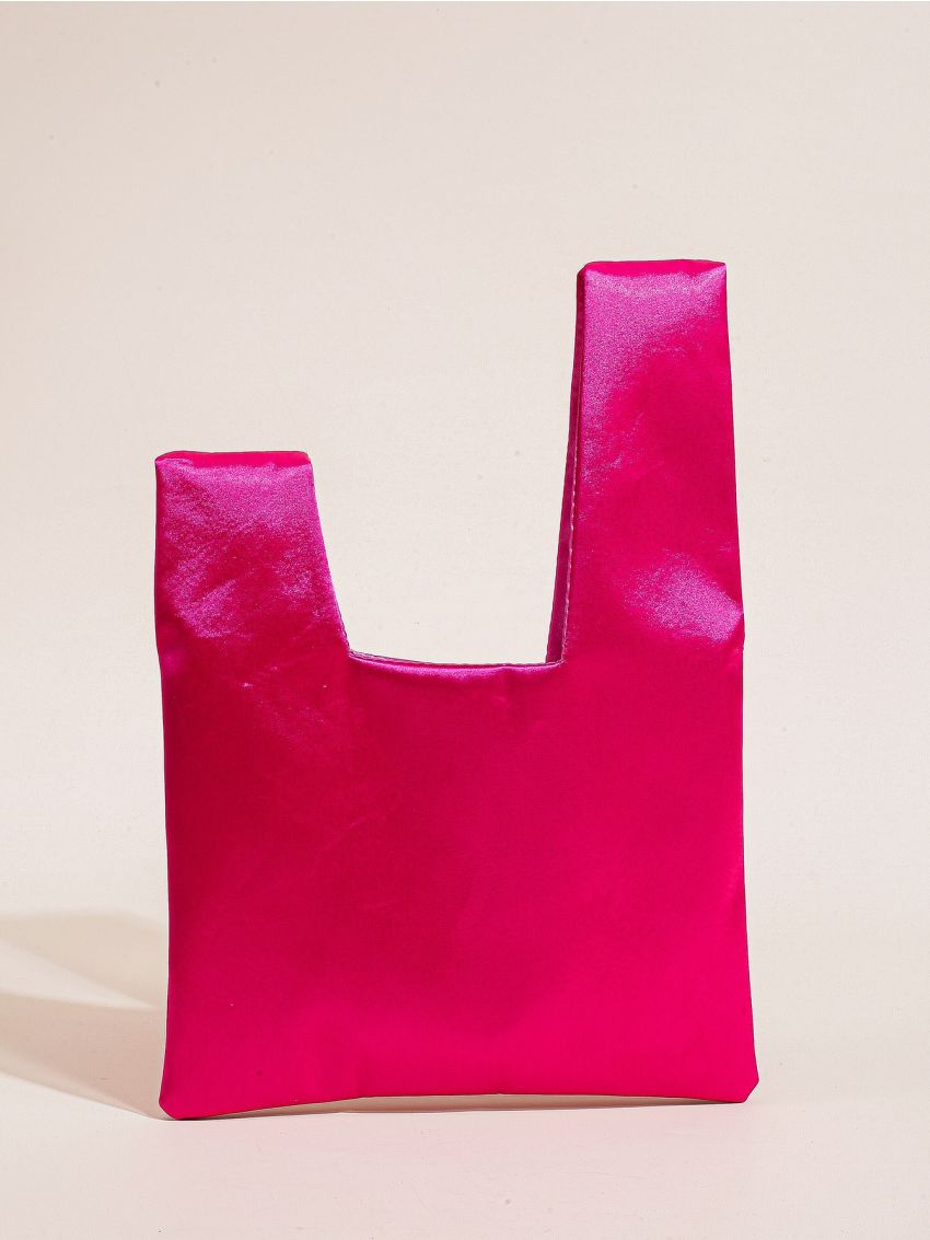 Neon Pink Satin Hobo Bag