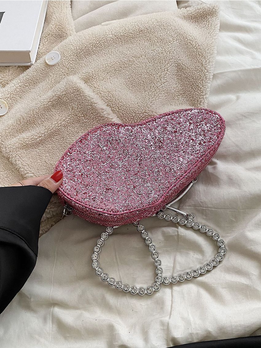 Rhinestone & Sequin Decor Butterfly Shape Novelty Bag