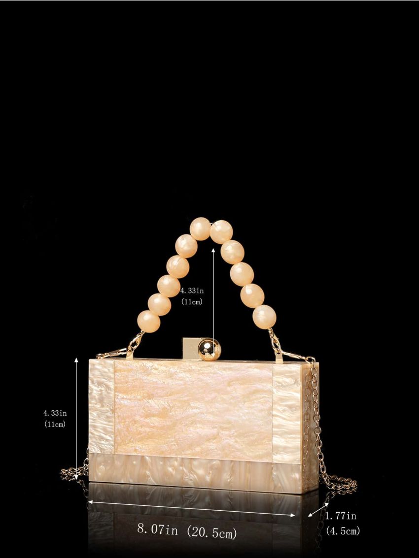 Bead Decor Chain Box Bag