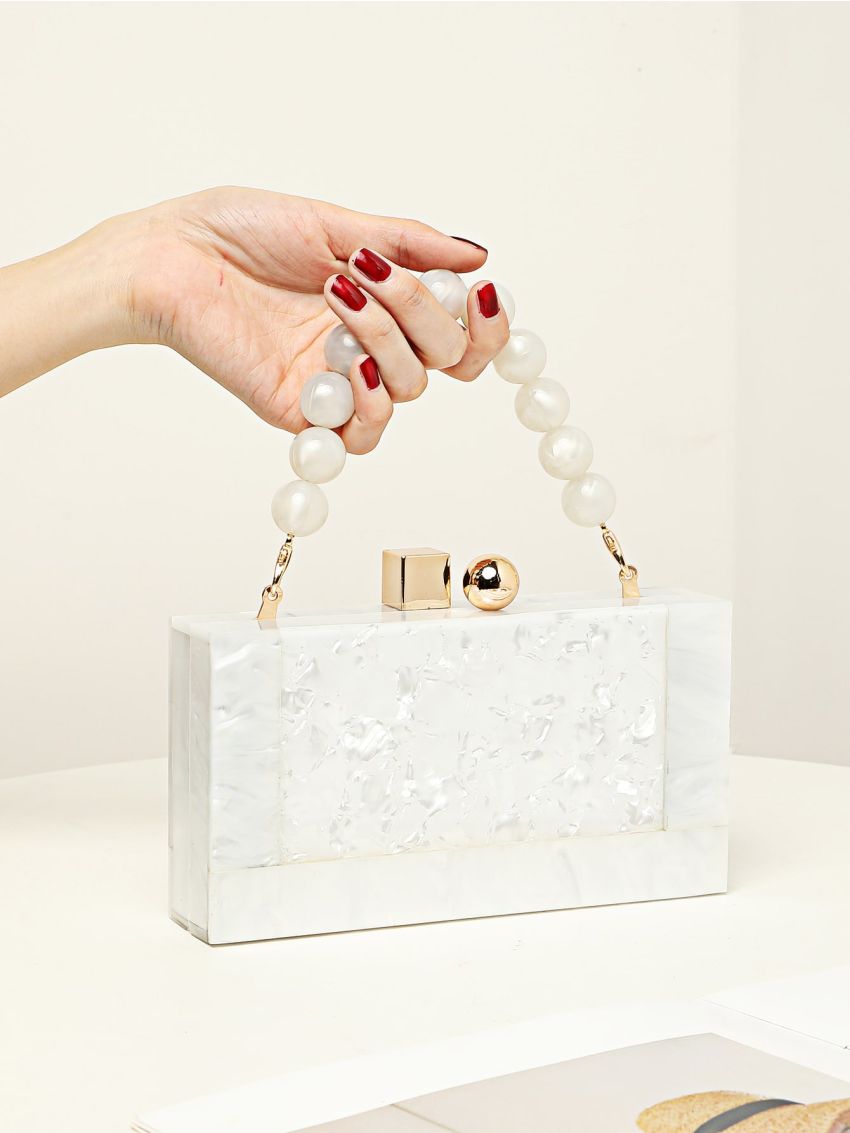 Bead Decor Chain Box Bag