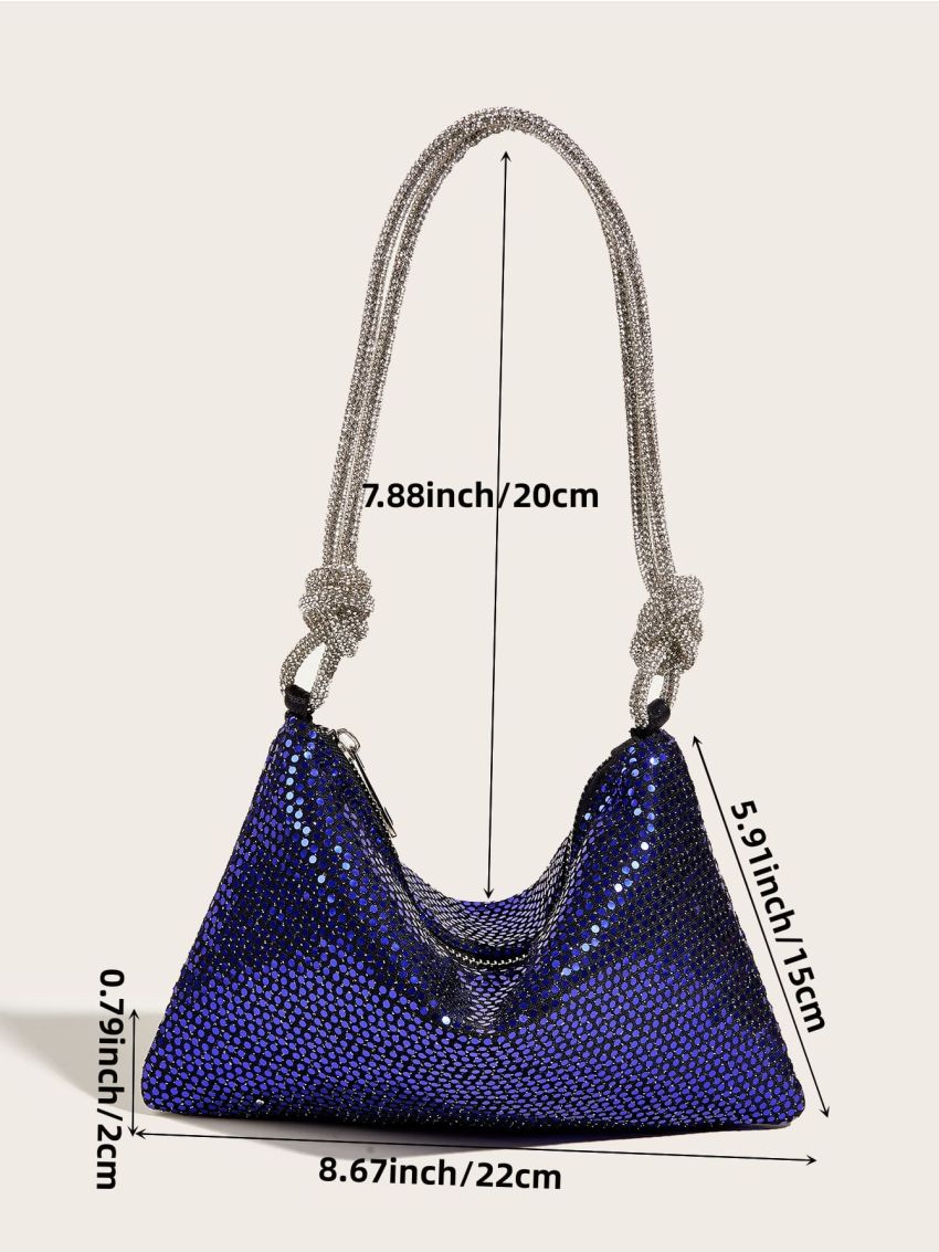 Sequin Decor Knot Detail Hobo Bag
