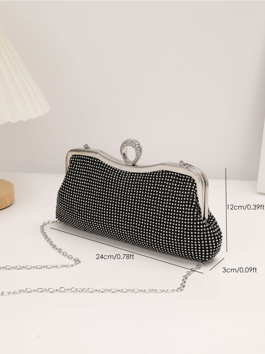 Rhinestone Decor Chain Square Bag