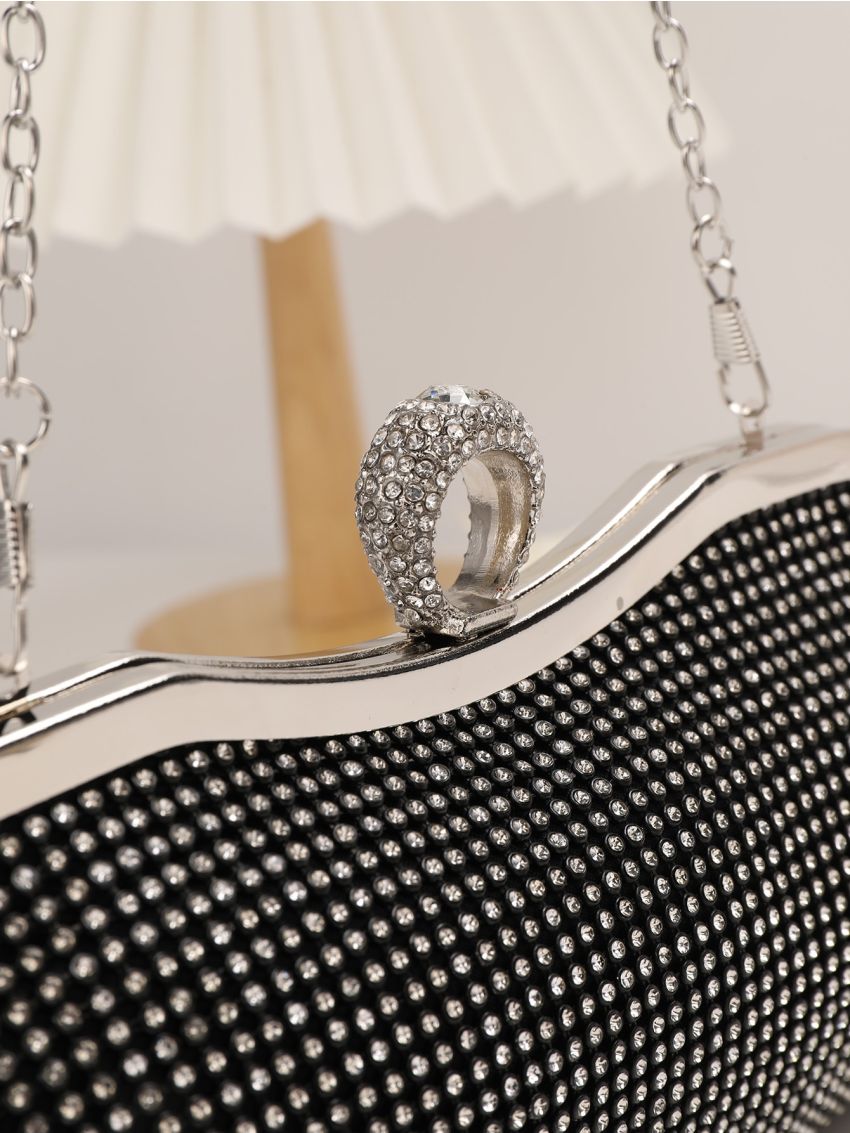 Rhinestone Decor Chain Square Bag