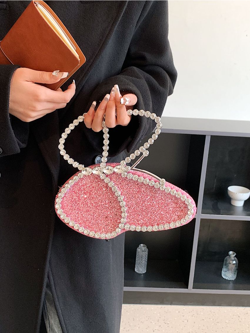 Rhinestone & Sequin Decor Butterfly Shape Novelty Bag