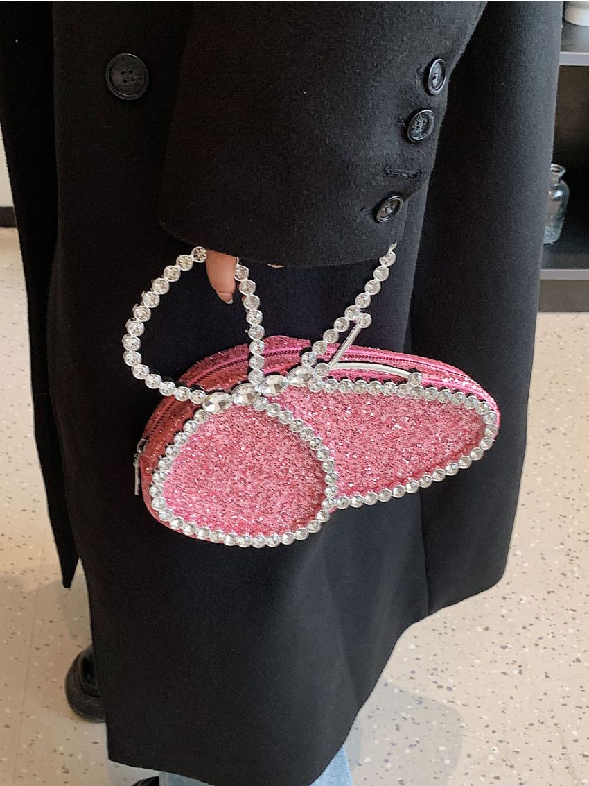 Rhinestone & Sequin Decor Butterfly Shape Novelty Bag