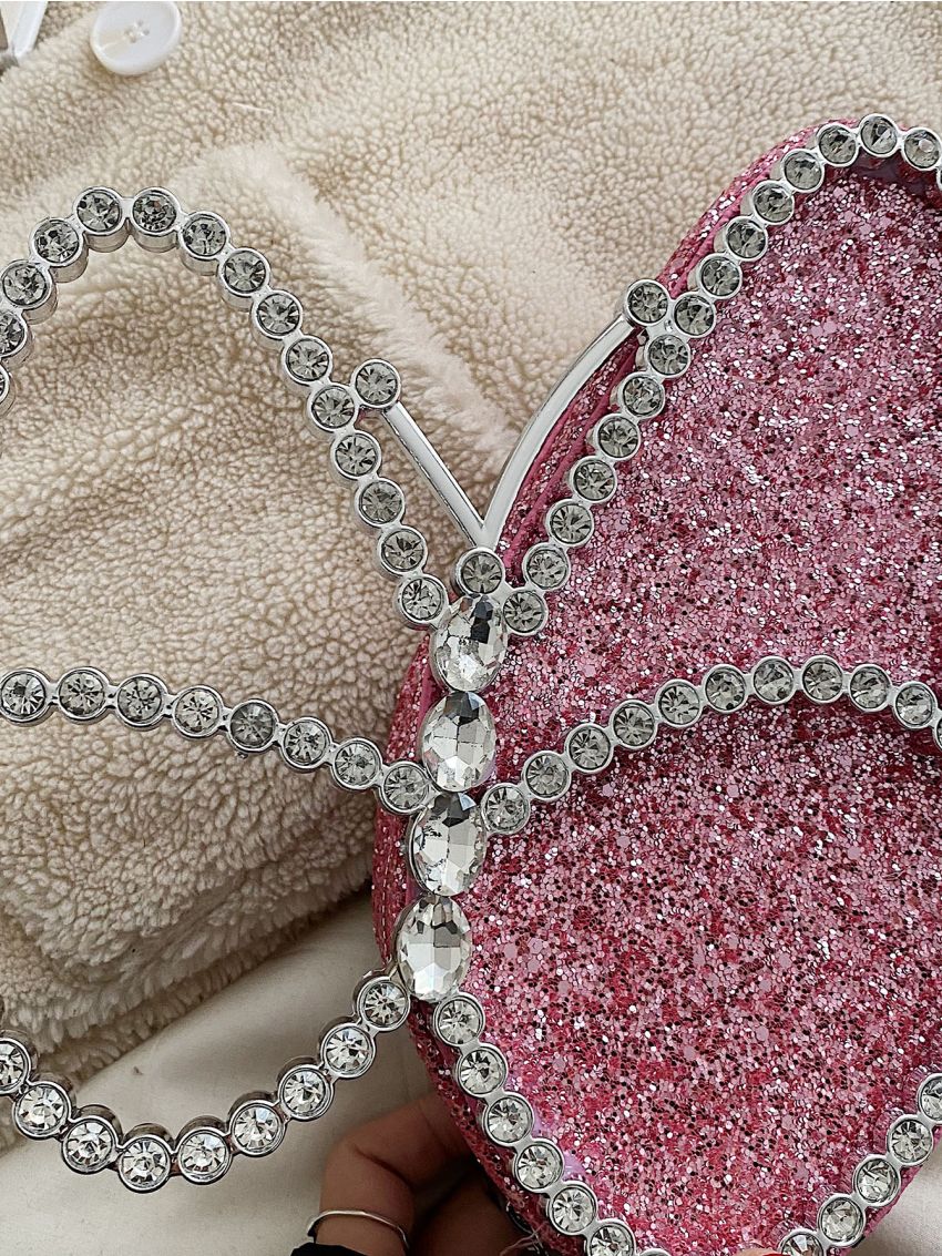 Rhinestone & Sequin Decor Butterfly Shape Novelty Bag