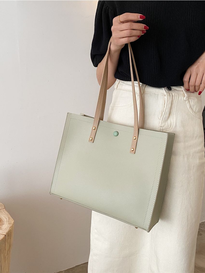 Minimalist Shoulder Tote Bag With Inner Pouch