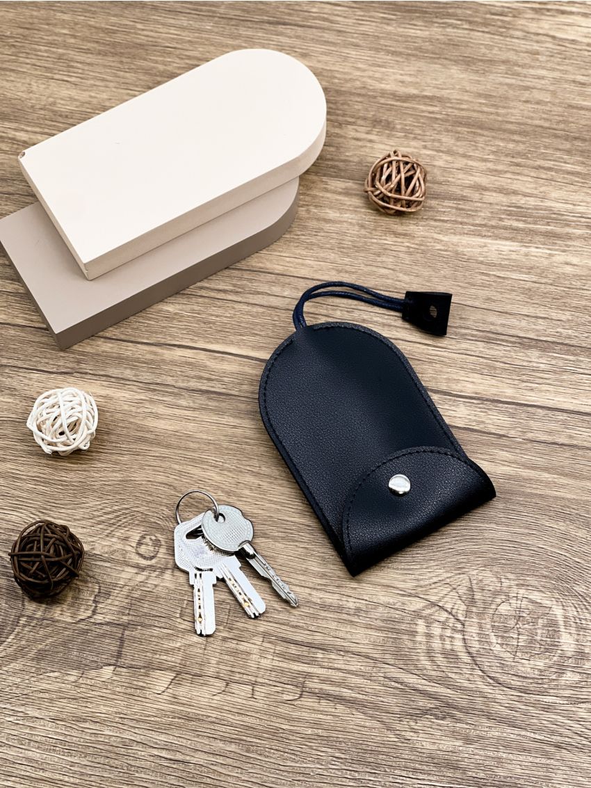 Minimalist Key Case Black With Snap Button Car Holder Case