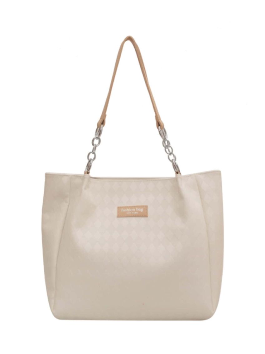 Letter Patch Decor Shoulder Tote Bag