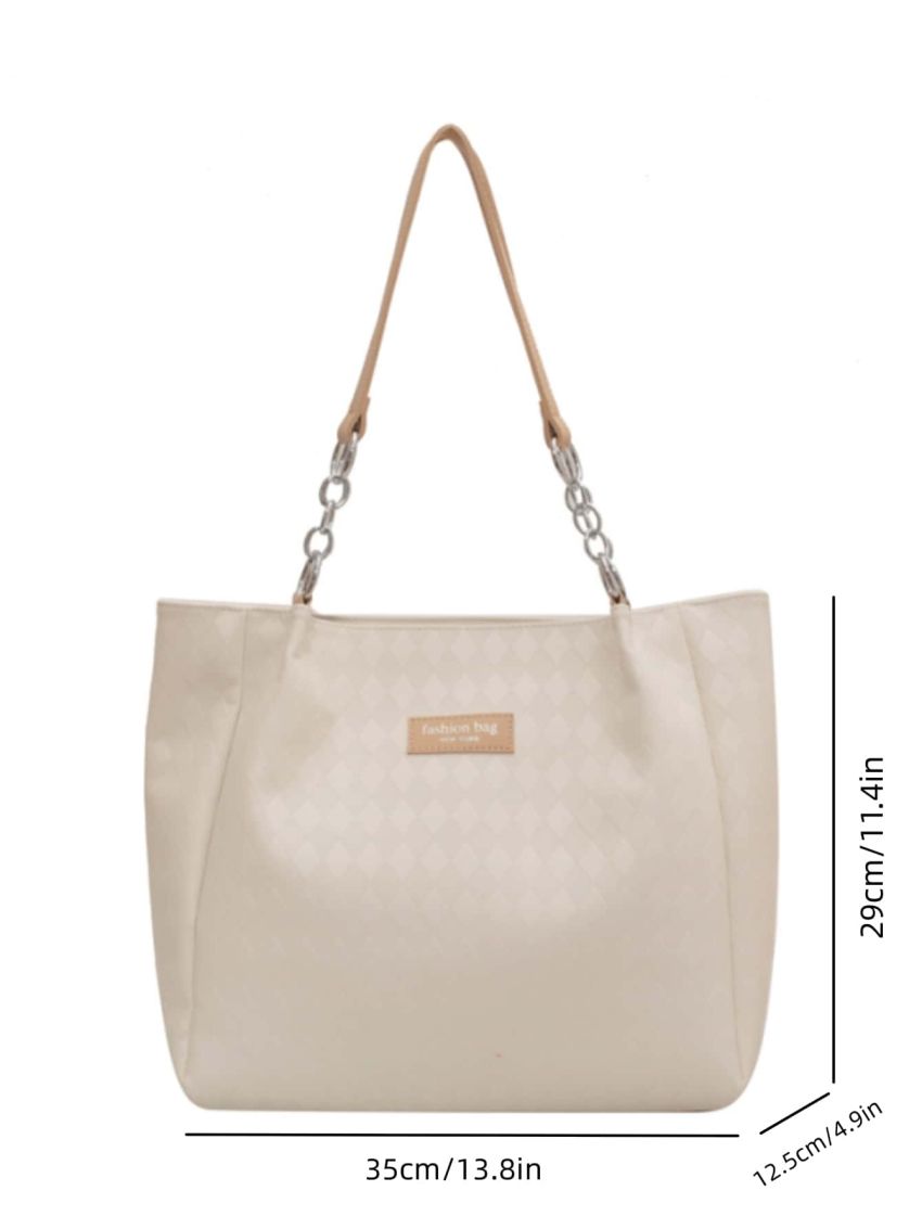 Letter Patch Decor Shoulder Tote Bag