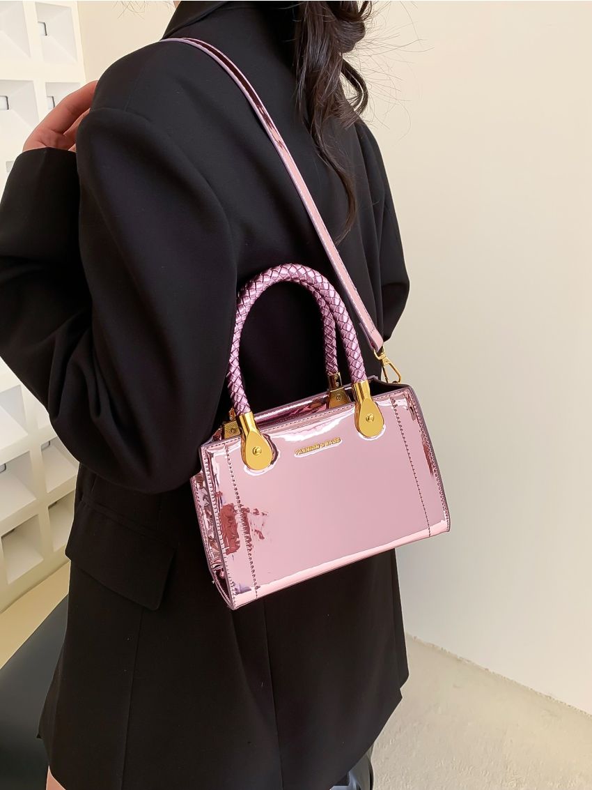 Mini Metallic Letter Graphic Square Bag