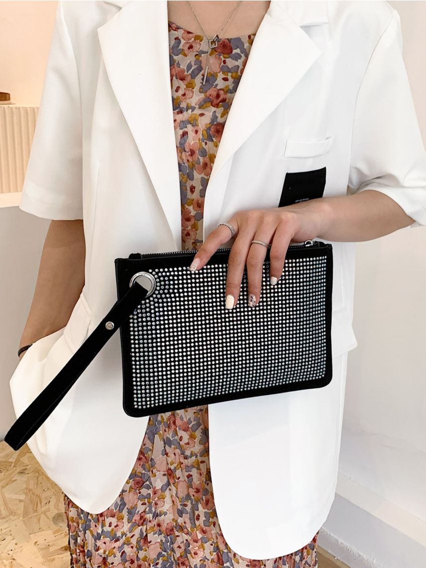 Rhinestone Decor Square Bag