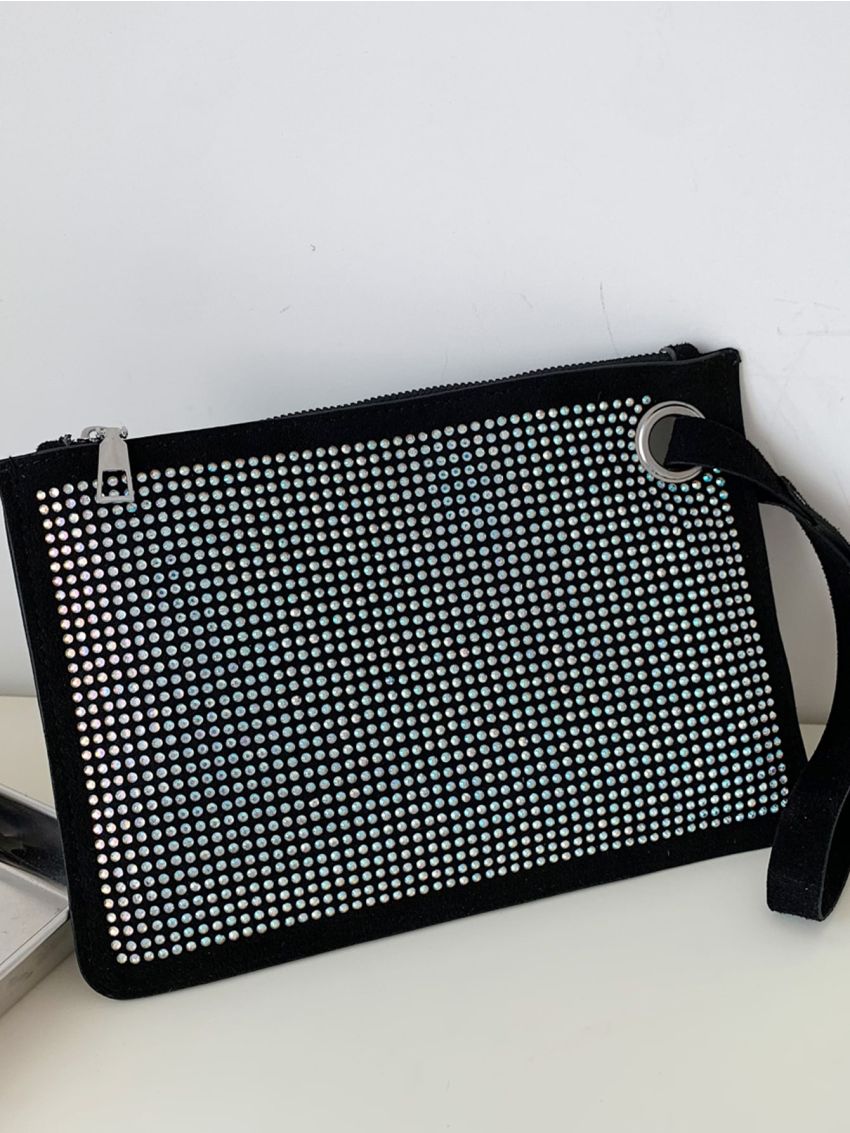 Rhinestone Decor Square Bag