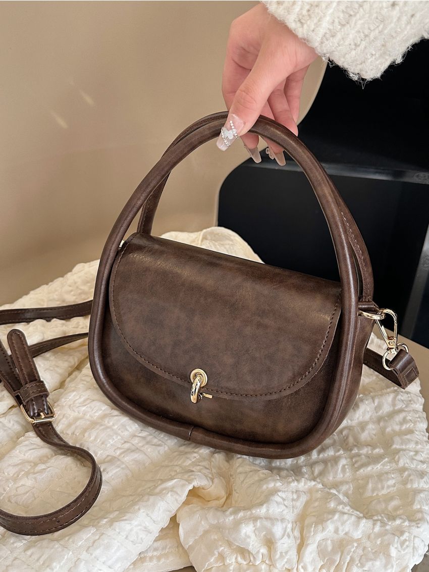 Mini Metal Lock Flap Saddle Bag