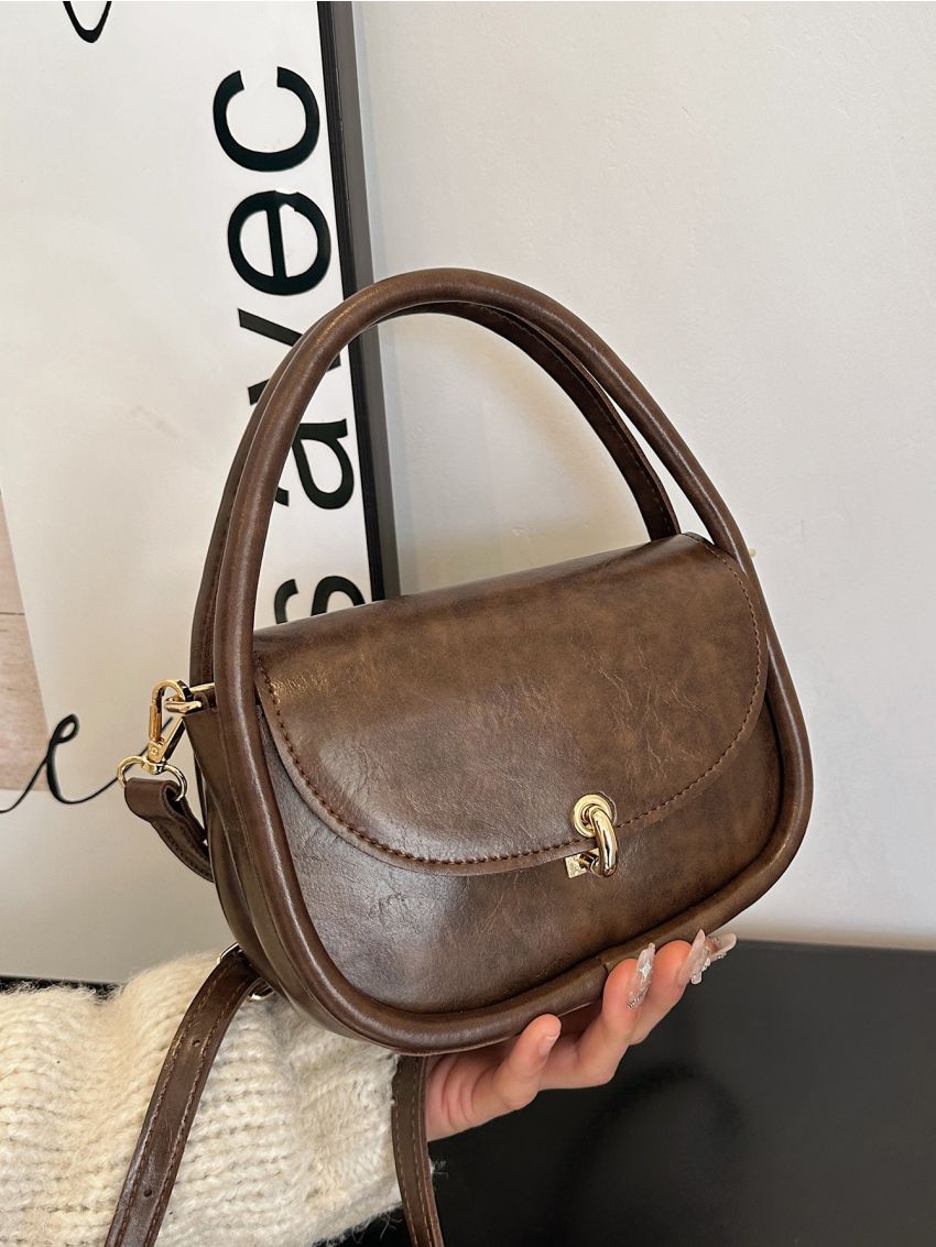 Mini Metal Lock Flap Saddle Bag