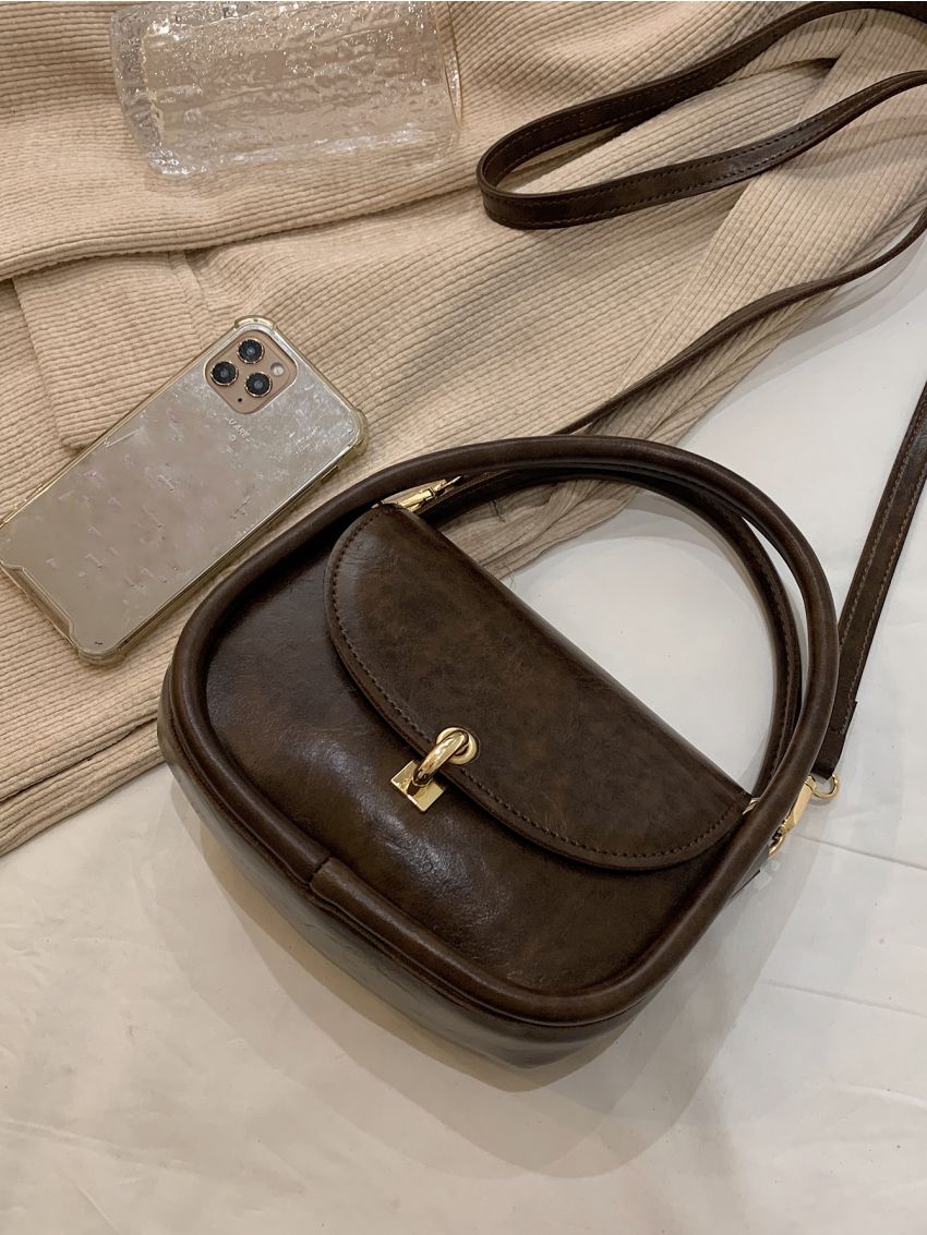 Mini Metal Lock Flap Saddle Bag