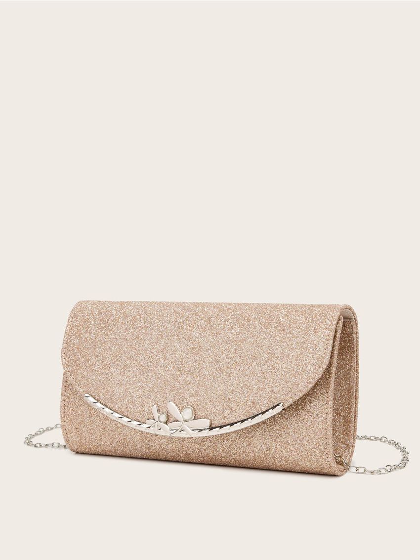 Glitter Dragonfly Decor Flap Chain Envelope Bag