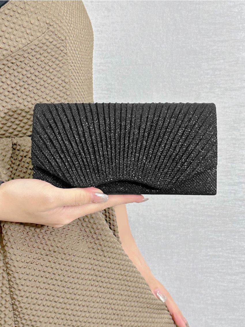 Mini Glitter Pleated Flap Chain Envelope Bag
