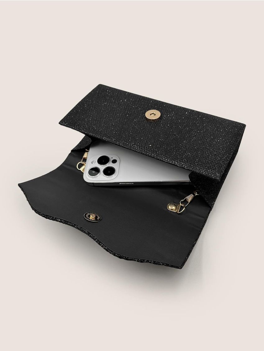 Mini Glitter Pleated Flap Chain Envelope Bag