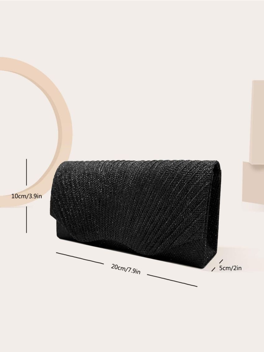 Mini Glitter Pleated Flap Chain Envelope Bag
