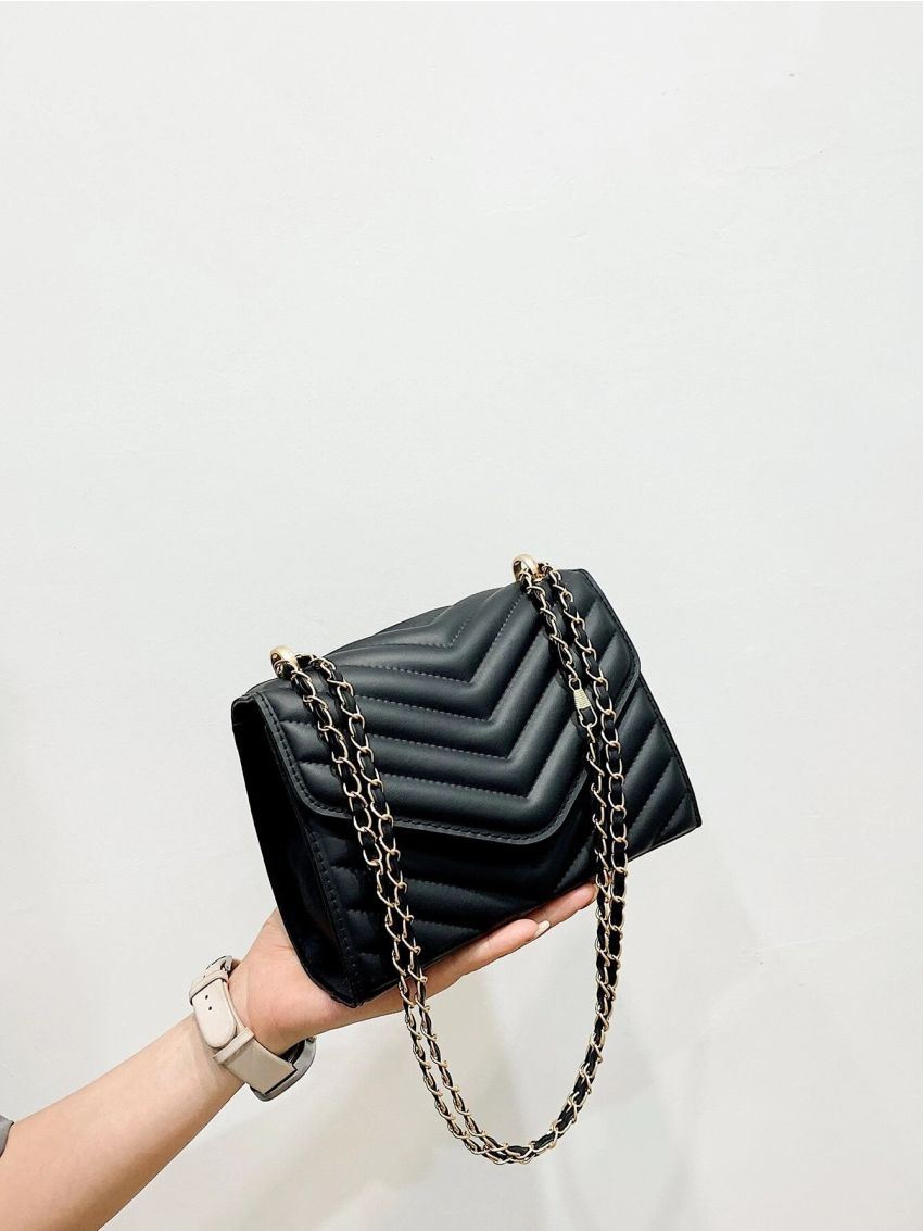 Mini Chevron Flap Square Bag