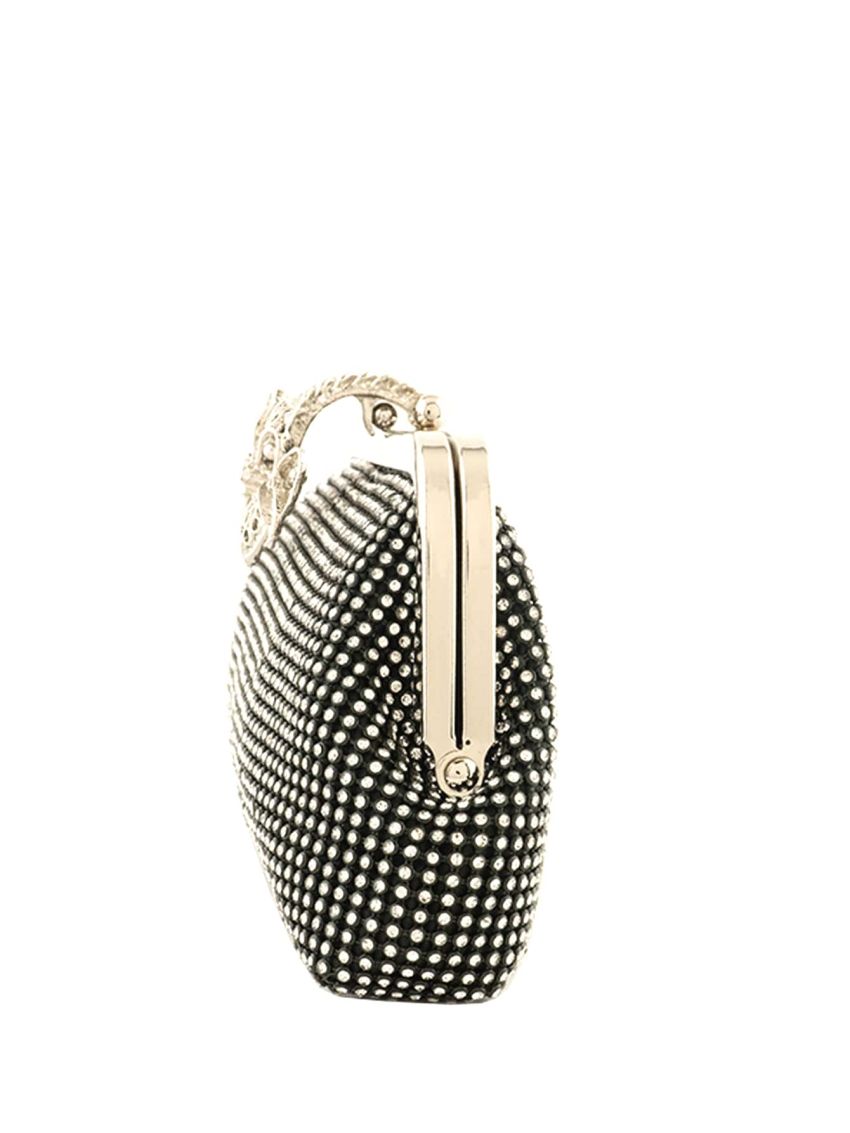 Cubic Zirconia & Flower Decor Square Bag