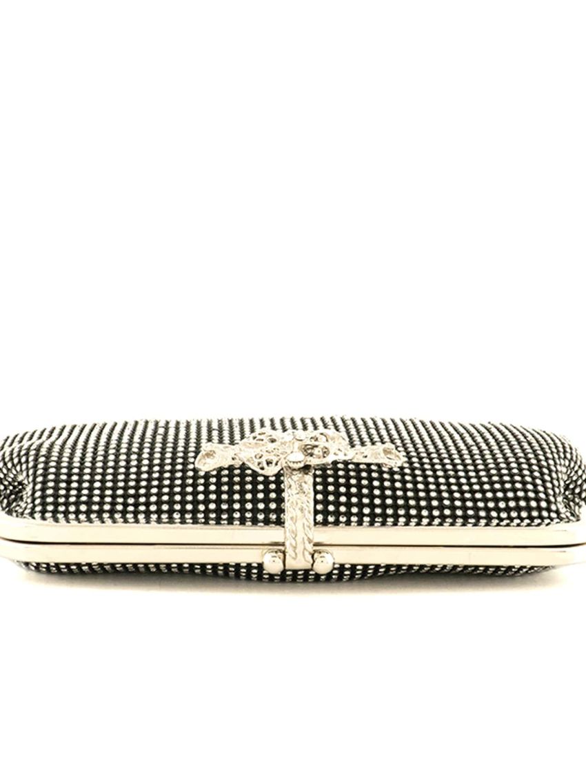 Cubic Zirconia & Flower Decor Square Bag