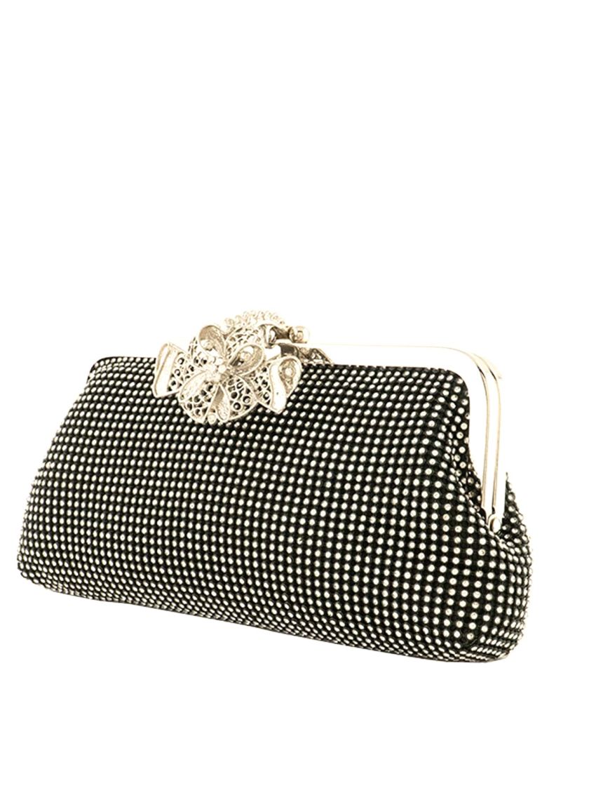 Cubic Zirconia & Flower Decor Square Bag