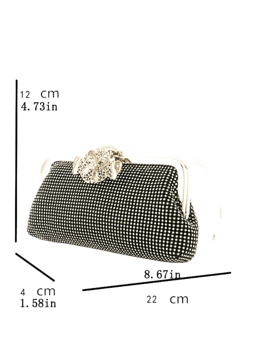Cubic Zirconia & Flower Decor Square Bag