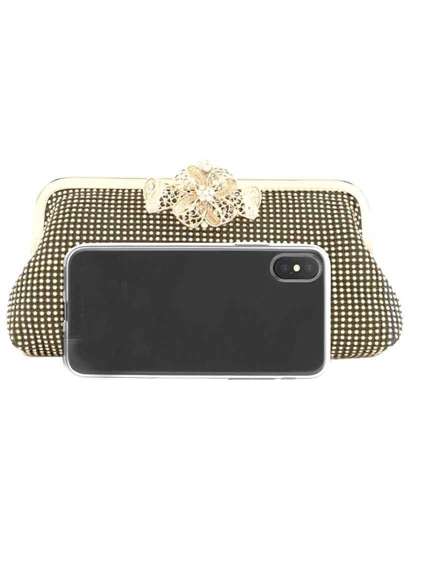 Cubic Zirconia & Flower Decor Square Bag