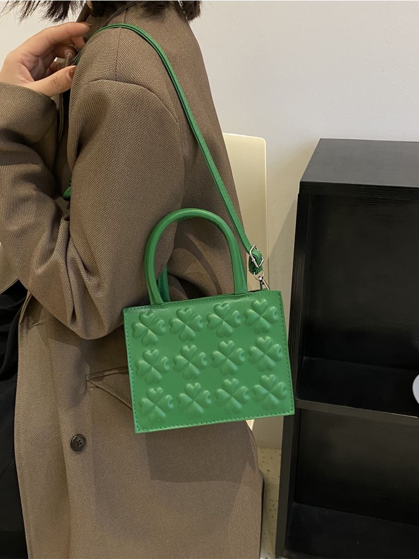 Mini Heart Embossed Square Bag