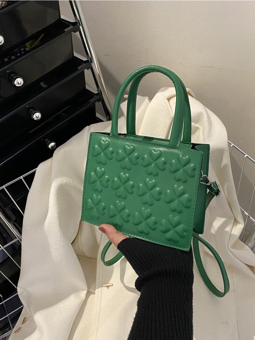Mini Heart Embossed Square Bag