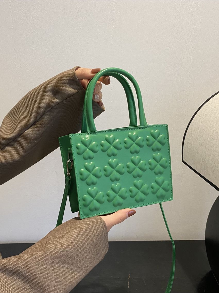 Mini Heart Embossed Square Bag