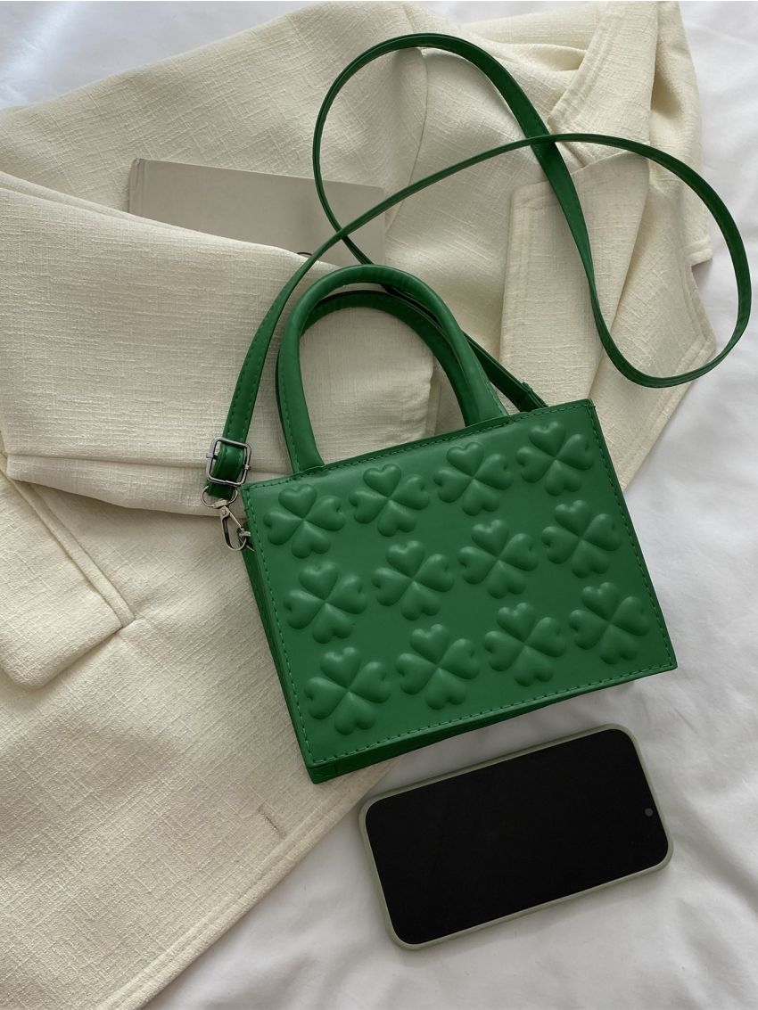 Mini Four-leaf Clover Embossed Square Bag